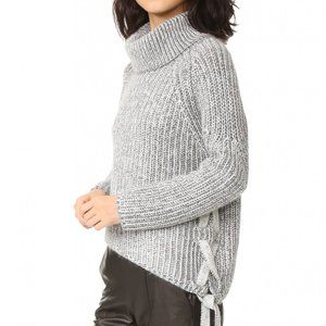 Stylestalker Size Small Hart Sweater Thick Knit Lace Up Side Gray Turtleneck